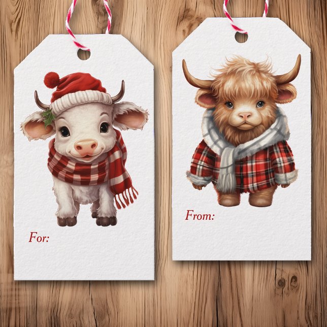 Two Cute Cows Christmas Gift Tags (Creator Uploaded)