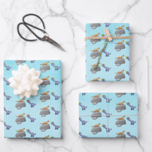 Two Cute Dinosaurs Wrapping Paper Sheet