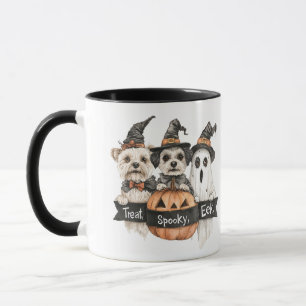 Two Cute Dogs and Ghost Halloween Mug