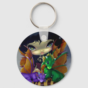 "Two Cute Dragonlings" Keychain