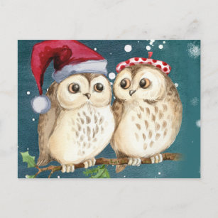 Two cute drawn Owls Postcard