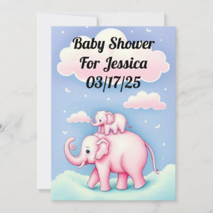 Two Cute Elephants  Invitation