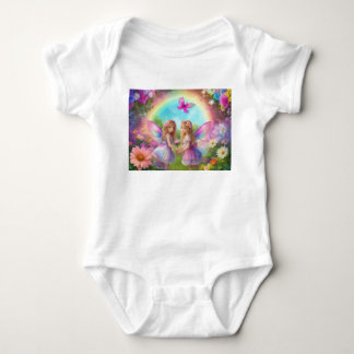 Two Cute Fairies Under a Rainbow Baby Bodysuit