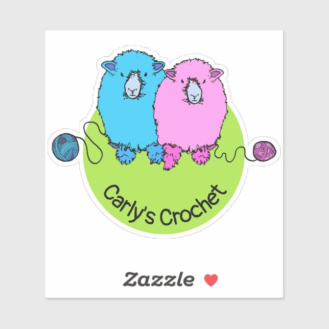 Two cute fluffy sheep, crochet, personalised (Sheet)
