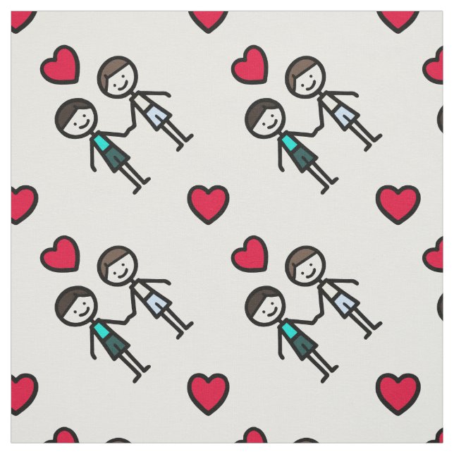 Two Cute Gay Boys With Heart Pattern Fabric (Swatch)