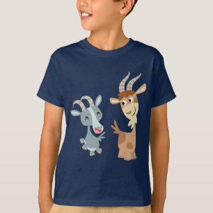 Two Cute Happy Cartoon Goats Children T-Shirt