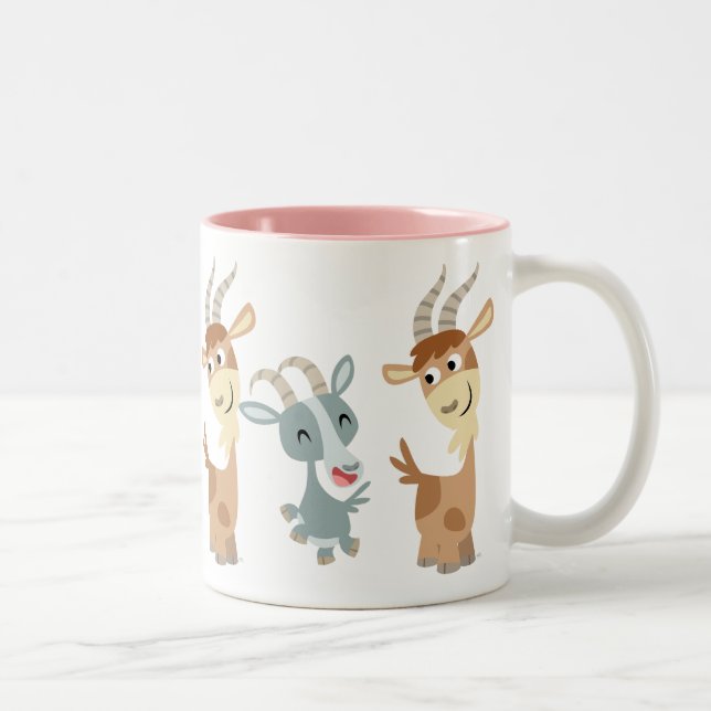 Two Cute Happy Cartoon Goats Mug (Right)