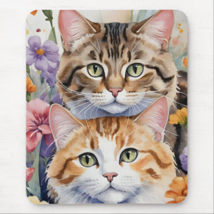 Two cute kitten faces mouse mat