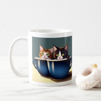 two cute kittens in mugs full colour