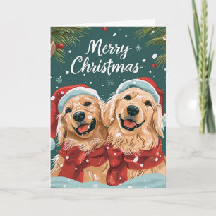 Two cute Labrador Merry Christmas Personalised Holiday Card