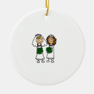 Two Cute Little Brides Ceramic Tree Decoration