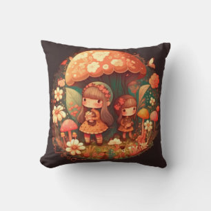 Two cute little girls elves cushion