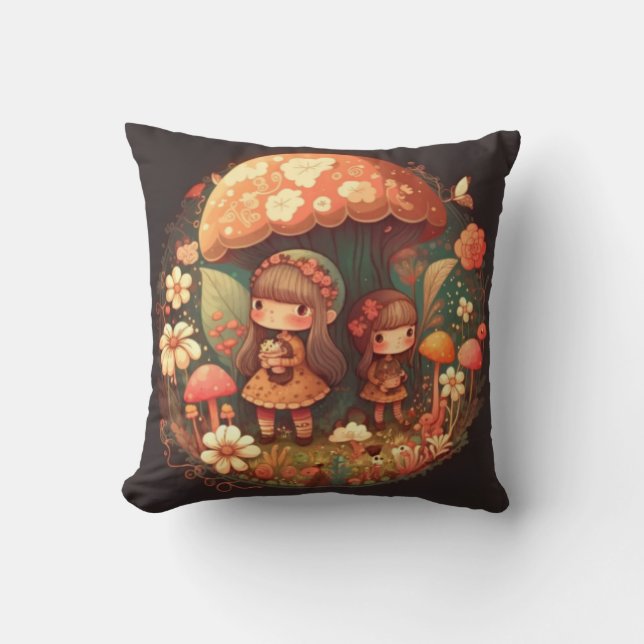 Two cute little girls elves  cushion (Front)