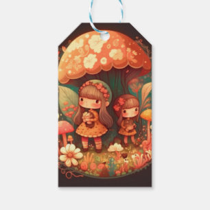 Two cute little girls elves  gift tags