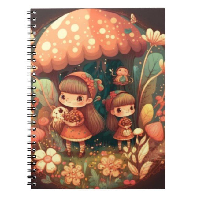 Two cute little girls elves  notebook (Front)