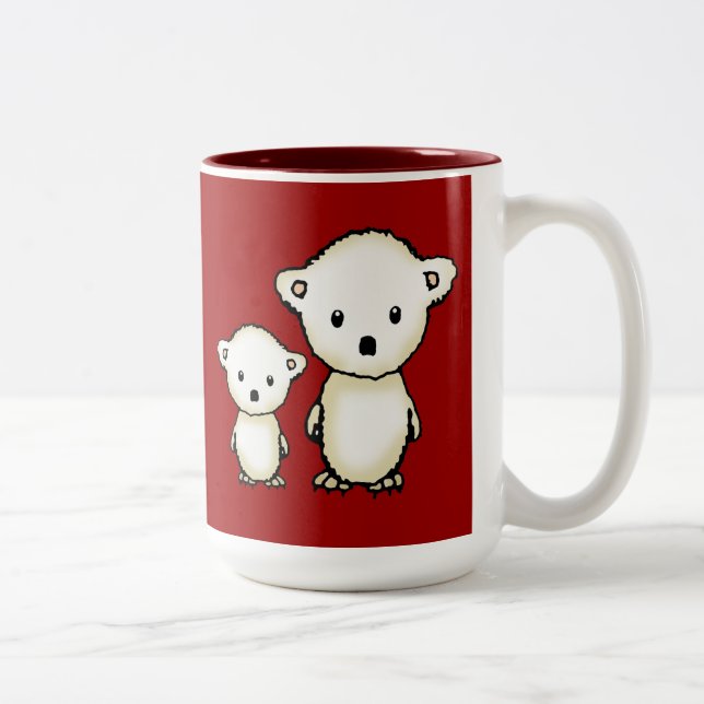 Two Cute Little Polar Bears Two-Tone Coffee Mug (Right)