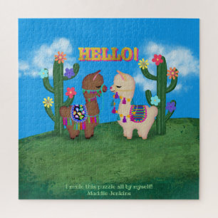 Two Cute Llamas You Personalise Kids Jigsaw Puzzle