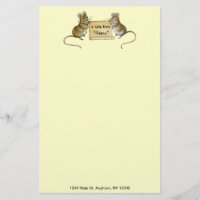 Two Cute Mice with Parchment Scroll -with address