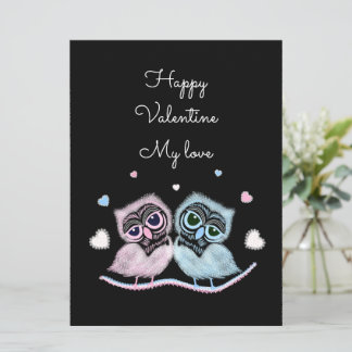Two cute owls holiday card