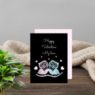 Two cute owls holiday card