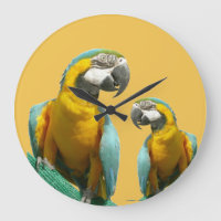 Two Cute Parrots Round Wall Clock