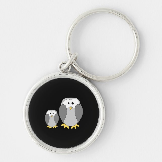 Two Cute Penguins. Cartoon. Key Ring (Front)