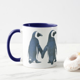 TWO CUTE PENGUINS HOLDING HANDS MUG