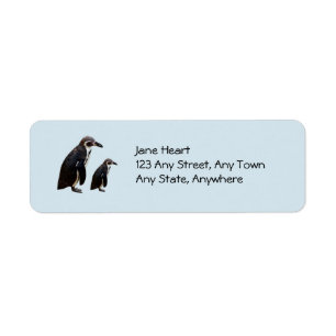 Two Cute Penguins Standing Label
