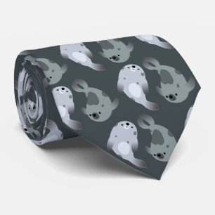 Two Cute Playful Cartoon Harp Seals Tie