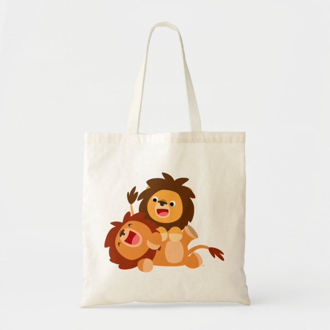 Two Cute Playful Cartoon Lions Bag (Front)