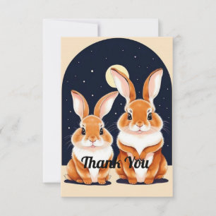 Two Cute Rabbits Thank You Card