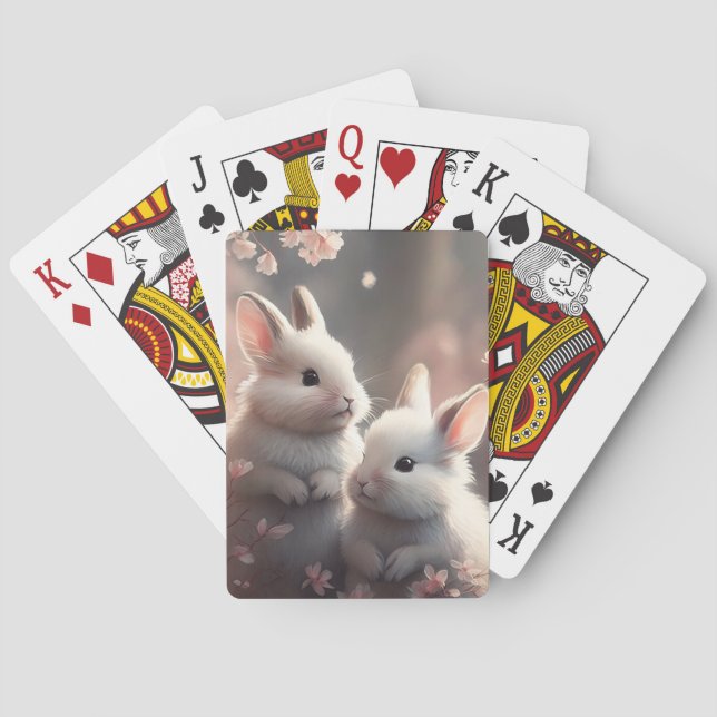 Two cute rabbits with sakura Classic Playing Cards (Back)