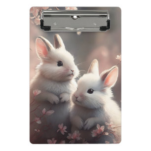 Two cute rabbits with sakura Mini Clipboard
