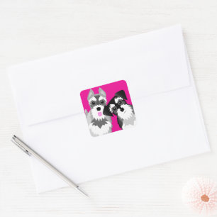 Two Cute Schnauzers Square Sticker