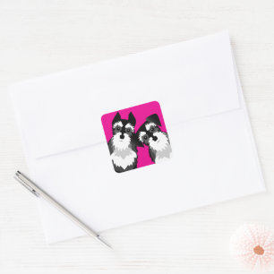 Two Cute Schnauzers Square Sticker