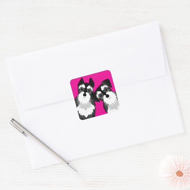 Two Cute Schnauzers Square Sticker (Envelope)