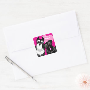 Two Cute Schnauzers Square Sticker