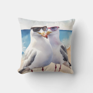 Two Cute Seagulls Inlove Cushion