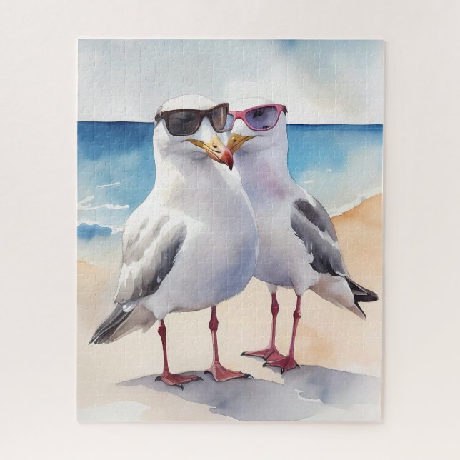 Two Cute Seagulls Inlove Jigsaw Puzzle (Vertical)