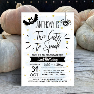 Two Cute To Spook Boys Halloween 2nd Birthday Invitation