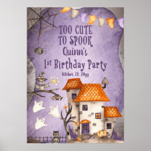 Two Cute to Spook Halloween 1st Birthday Party Poster
