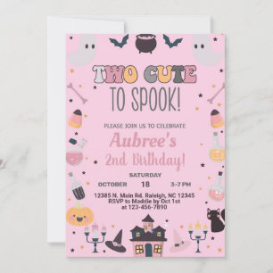 Two cute to spook Halloween girl pink invite. Invitation