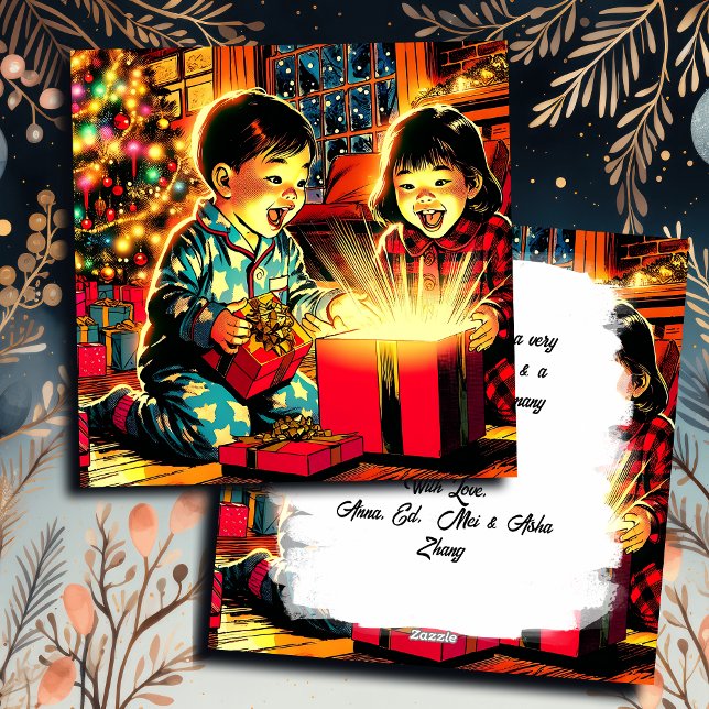 Two Cute Vintage Asian Children Christmas Holiday Card (Creator Uploaded)