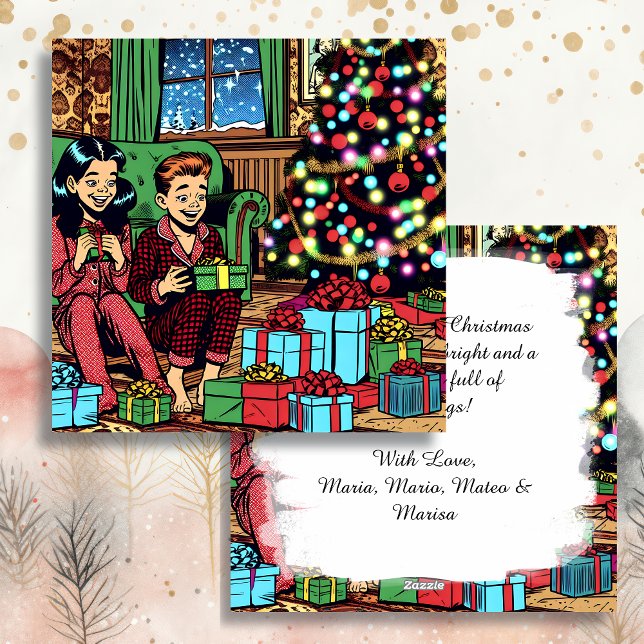 Two Cute Vintage Children Christmas Personalised Holiday Card (Creator Uploaded)