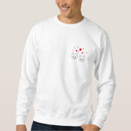 Two Cute White Cats with Red Hearts. Sweatshirt