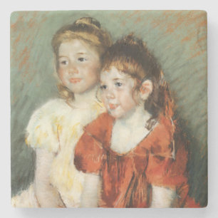 Two Cute Young Girls (by Mary Cassatt) Stone Coaster