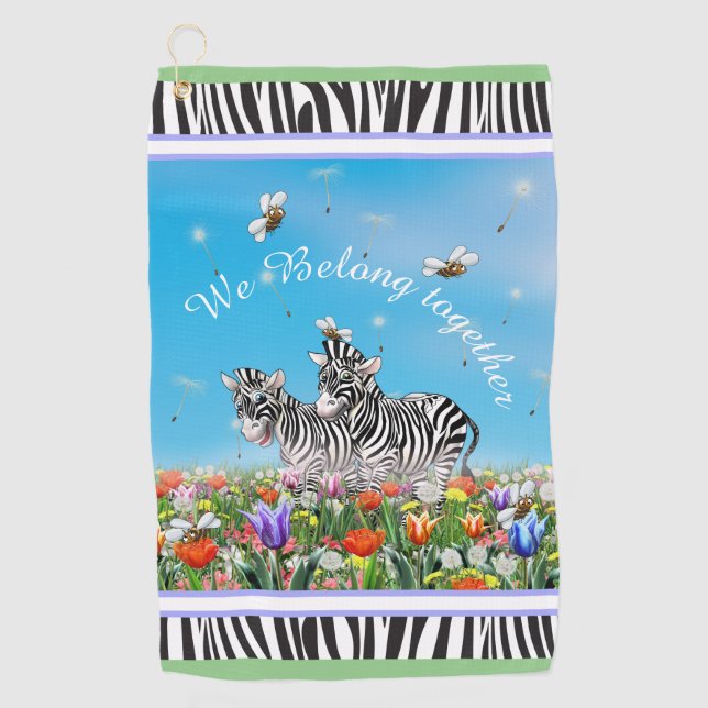 Two cute zebras walking together Summer Golf Towel (Front)