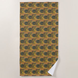Two cutted sunflowers by Vincent van Gogh Beach Towel