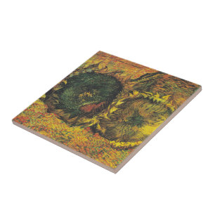 Two cutted sunflowers by Vincent van Gogh Tile