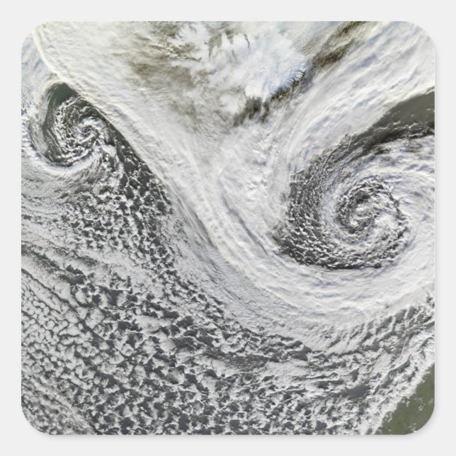 Two cyclones formed in tandem south of Iceland Square Sticker (Front)